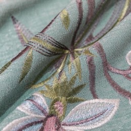 Cortina De Chenille Sob Medida Cortina Moderna Com Bordado Floral