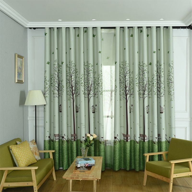 Cortinas Pastorais Modernas Com Estampa De Árvore Para Sala De Estar E Quarto