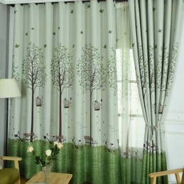 Cortinas Pastorais Modernas Com Estampa De Árvore Para Sala De Estar E Quarto