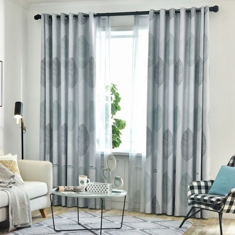 Cortina Blackout Sob Medida Cortina Com Estampa De Folha Nórdica Para Janela