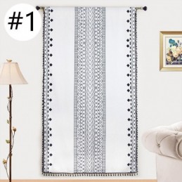 Cortinas Com Estampa Geométrica E Meia Blackout, Borlas, Algodão E Linho, Para Sala De Estar