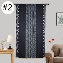 Cortinas Com Estampa Geométrica E Meia Blackout, Borlas, Algodão E Linho, Para Sala De Estar