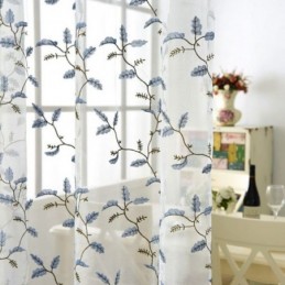 Cortinas Pastorais Americanas Transparentes Com Padrão De Bordado De Personalização Avançada