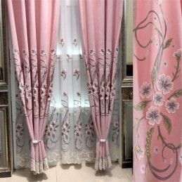 Cortina De Chenille Sob Medida Cortina Moderna Com Bordado Floral