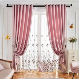 Cortina De Chenille Sob Medida Cortina Moderna Com Bordado Floral
