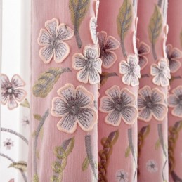 Cortina De Chenille Sob Medida Cortina Moderna Com Bordado Floral