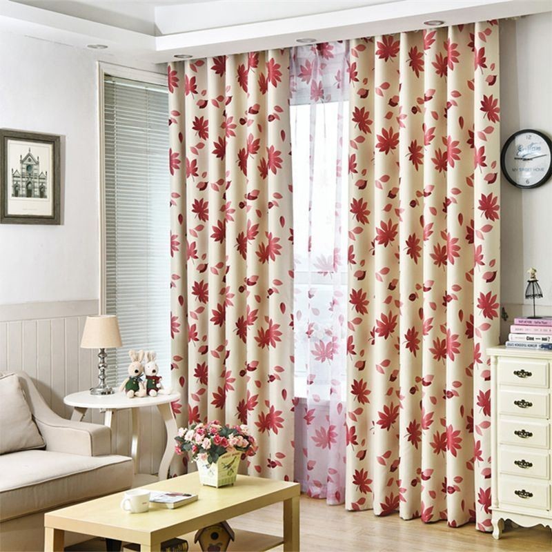 Cortinas Blackout Com Estampa De Folhas Para Sala De Estar