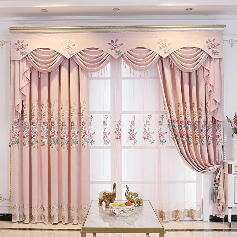 Cortina Para Casa Feita Sob Medida Cortina Estilo Europeu Bordado Floral