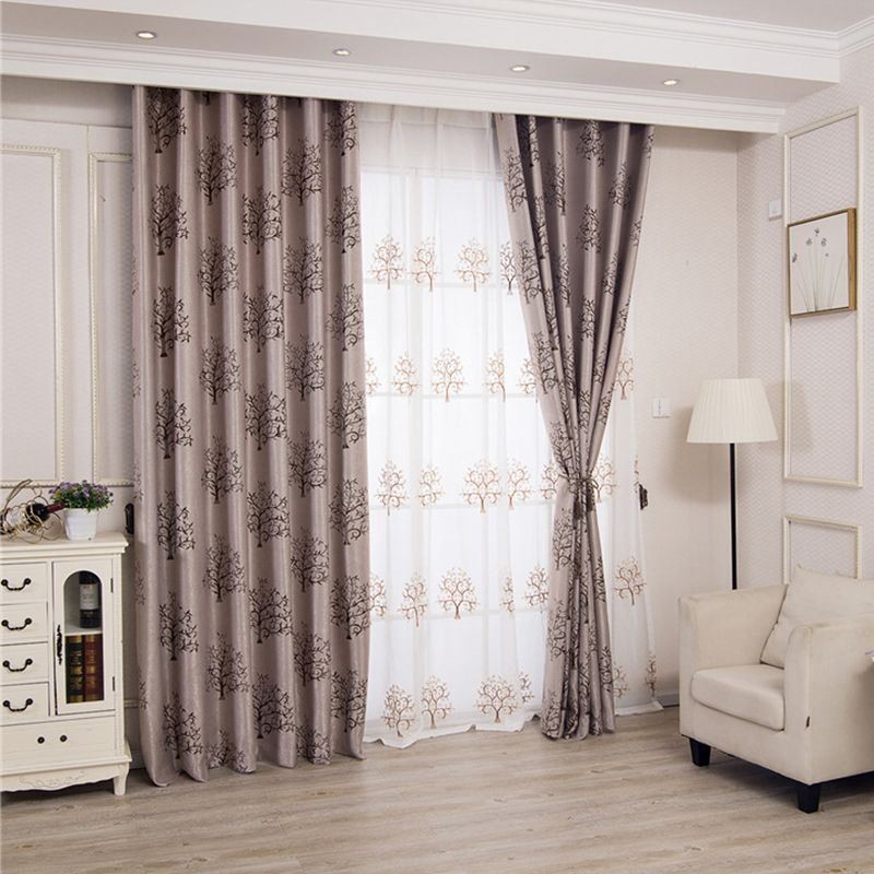 Cortinas Blackout Modernas Com Tecido Jacquard Em Formato De Árvore