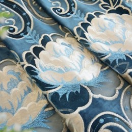 Cortina De Chenille Sob Medida, Estilo Europeu, Bordado Floral