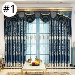 Cortina De Chenille Sob Medida, Estilo Europeu, Bordado Floral