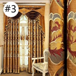 Cortina De Chenille Sob Medida, Estilo Europeu, Bordado Floral