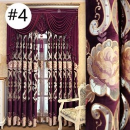 Cortina De Chenille Sob Medida, Estilo Europeu, Bordado Floral