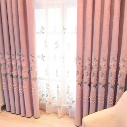 Cortina De Chenille Sob Medida Cortina Moderna Com Bordado Floral