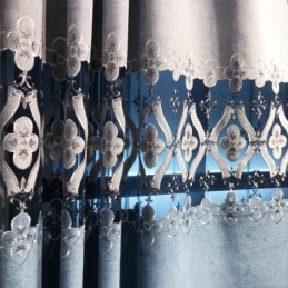 Cortina De Chenille Sob Medida, Estilo Europeu, Bordado Floral