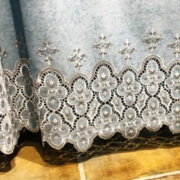 Cortina De Chenille Sob Medida, Estilo Europeu, Bordado Floral