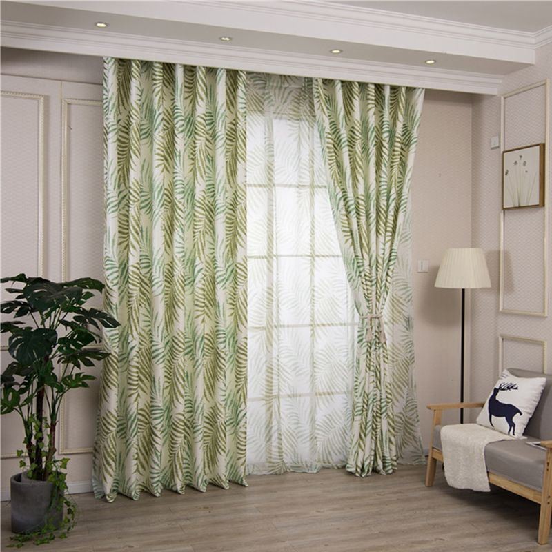 Cortina Blackout Com Estampa Tropical Feita Sob Medida, Cortina De Tule Com Folhas Americanas Para Quarto