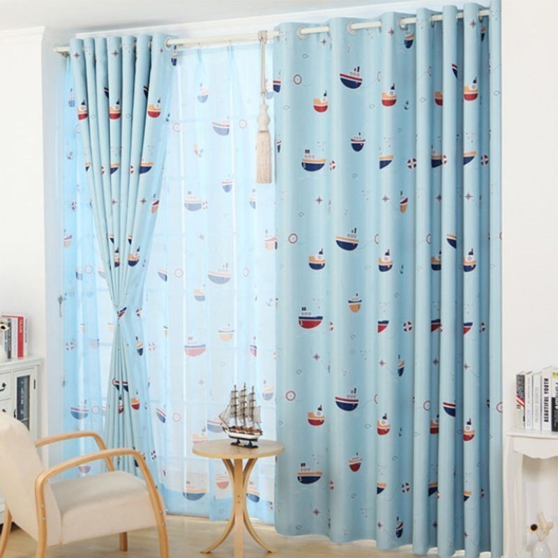 Cortinas Blackout Estampadas Com Estampa De Navio De Desenho Animado Infantil, Feitas Sob Medida, Para Quarto De Criança