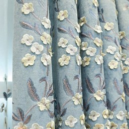 Cortina De Chenille Sob Medida, Estilo Nórdico, Bordado Floral