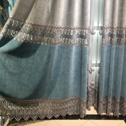 Cortina De Chenille Sob Medida Cortina Moderna Bordada Para Sala De Estar