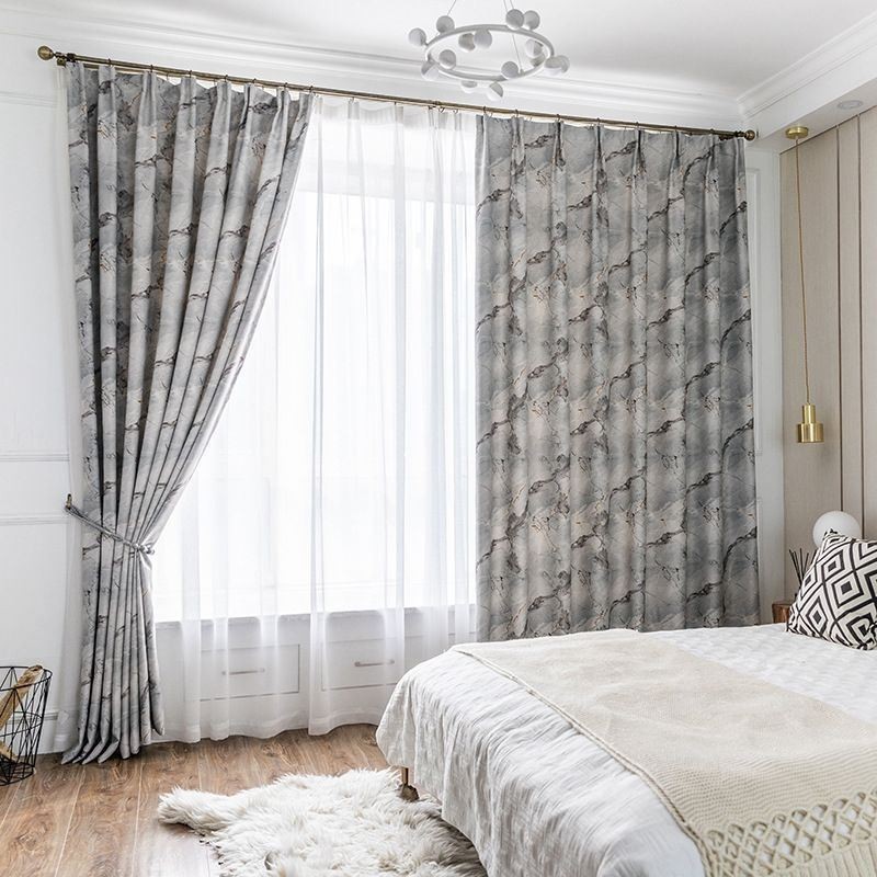 Cortina Moderna Feita Sob Medida Com Padrão De Mármore Para Casa