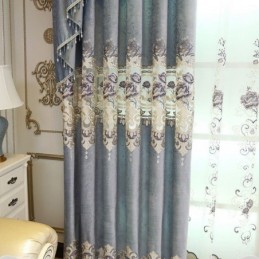 Cortina Para Casa Feita Sob Medida Cortina De Veludo Italiano Com Bordado Floral