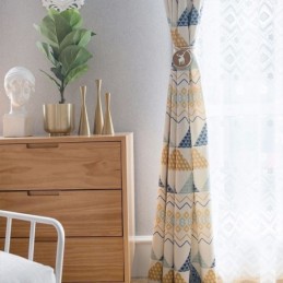 Cortina Moderna Feita Sob Medida Cortina De Algodão Com Estampa Triangular