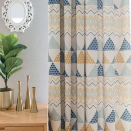 Cortina Moderna Feita Sob Medida Cortina De Algodão Com Estampa Triangular