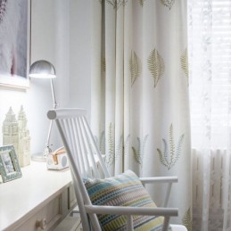 Cortina Nórdica Feita Sob Medida Com Padrão De Folha Para Casa