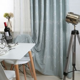 Cortina Nórdica Sob Medida Com Bordado De Folhas De Algodão