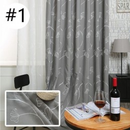 Cortina Nórdica Sob Medida Com Bordado De Folhas De Algodão