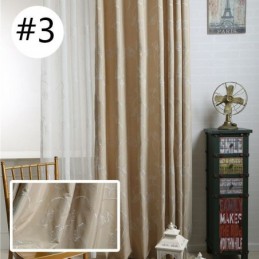 Cortina Nórdica Sob Medida Com Bordado De Folhas De Algodão