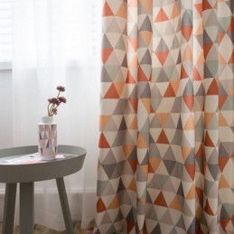 Cortina Moderna Feita Sob Medida Cortina De Algodão Com Estampa Triangular