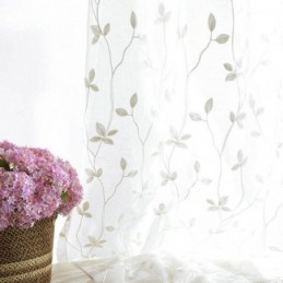 Cortina Transparente Estilo Pastoral Europeu Feita Sob Medida Com Padrão Em Relevo