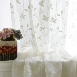 Cortina Transparente Estilo Pastoral Europeu Feita Sob Medida Com Padrão Em Relevo