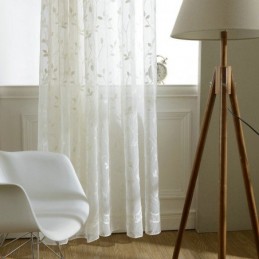 Cortina Transparente Estilo Pastoral Europeu Feita Sob Medida Com Padrão Em Relevo