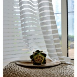 Cortina Transparente Moderna E Simples Feita Sob Medida, Listras Em Jacquard, Sala De Estar, Estudo, Tecido Versátil