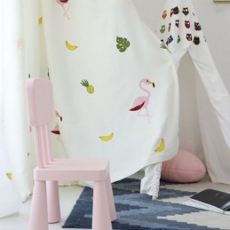 Cortina Bordada De Flamingo Feita Sob Medida, Cortinas Semitransparentes Para Sala De Estar E Quarto