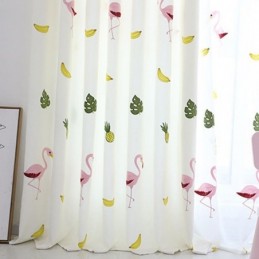 Cortina Bordada De Flamingo Feita Sob Medida, Cortinas Semitransparentes Para Sala De Estar E Quarto