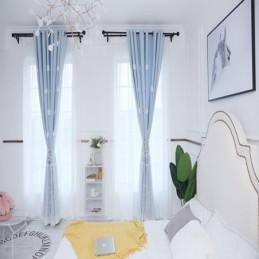 Cortinas Sweet Cloud Azul Semi Blackout Para Quarto De Menina