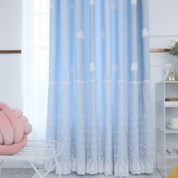 Cortinas Sweet Cloud Azul Semi Blackout Para Quarto De Menina