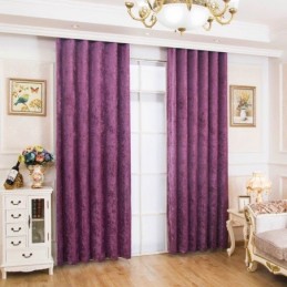 Cortina Estilo Antigo Americano Feita Sob Medida, Tecido Blackout De Chenille Sólido Roxo Para Quarto