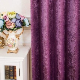 Cortina Estilo Antigo Americano Feita Sob Medida, Tecido Blackout De Chenille Sólido Roxo Para Quarto