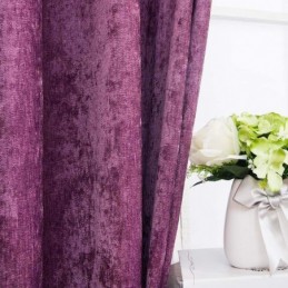 Cortina Estilo Antigo Americano Feita Sob Medida, Tecido Blackout De Chenille Sólido Roxo Para Quarto
