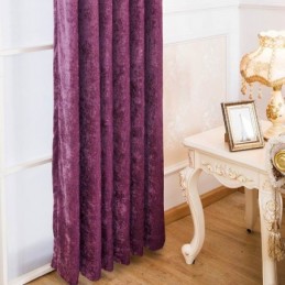 Cortina Estilo Antigo Americano Feita Sob Medida, Tecido Blackout De Chenille Sólido Roxo Para Quarto