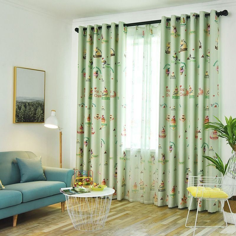 Cortina Com Estampa De Sorvete Linda Feita Sob Medida, Cortinas Blackout Modernas Para Quarto De Criança