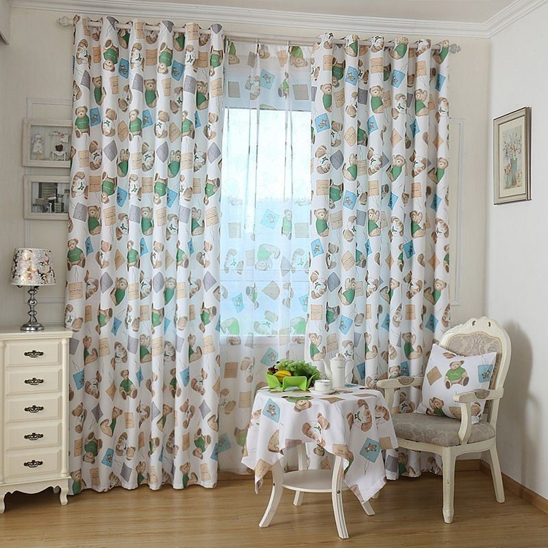 Cortina Com Design De Urso De Desenho Animado Feita Sob Medida Cortina Adorável Para Janela De Quarto De Menino E Menina