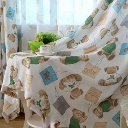 Cortina Com Design De Urso De Desenho Animado Feita Sob Medida Cortina Adorável Para Janela De Quarto De Menino E Menina