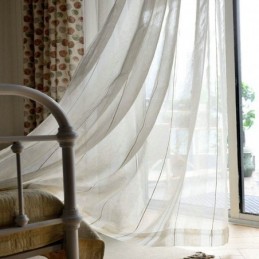 Cortina Japonesa Simples Transparente Feita Sob Medida, Listras Grandes, Jacquard, Tecido De Linho Branco