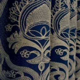 Cortina Nórdica Simples Feita Sob Medida, Tecido Azul Bordado Para Sala De Estar E Estudo